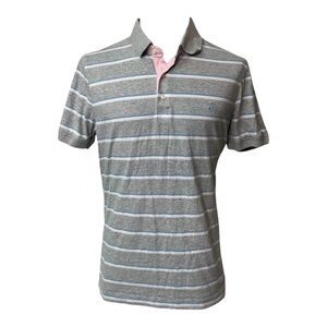BROOKS BROTHERS 1818 Mens Polo Shirt 100% Cotton Large Gray Pink White B…